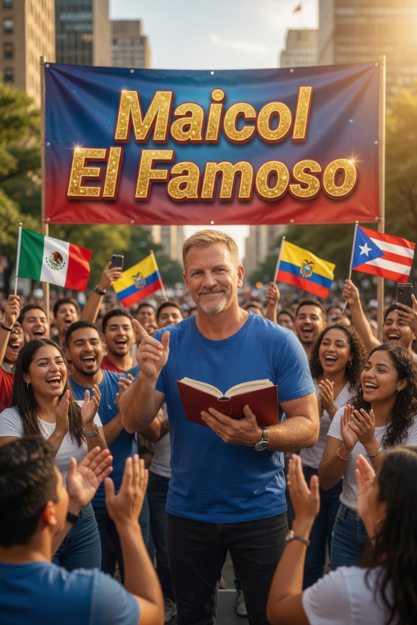 Maicol El Famoso with supporters and community